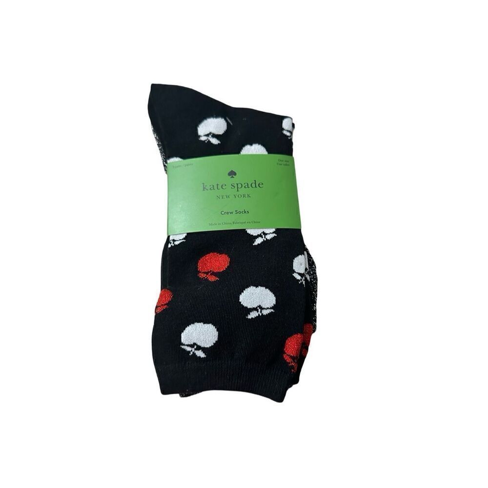 Kate Spade Women's 3-Pairs Crew Socks Apples, Polka Dots, & Stripes, OS
